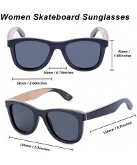 Sport Women Skateboard Wood Sunglasses Polarized Men Sun Shades with Bamboo Case - Black Frame Gray Lens - C118C4HD8OW $50.16