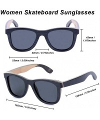 Sport Women Skateboard Wood Sunglasses Polarized Men Sun Shades with Bamboo Case - Black Frame Gray Lens - C118C4HD8OW $52.22