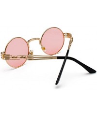 Round Vintage Round Sunglasses Men Black Retro Punk Sun Glasses Women Summer 2018 - Pink - CO18E7NTLIS $11.55