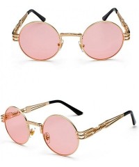 Round Vintage Round Sunglasses Men Black Retro Punk Sun Glasses Women Summer 2018 - Pink - CO18E7NTLIS $11.55