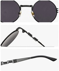 Round Vintage Round Sunglasses Men Black Retro Punk Sun Glasses Women Summer 2018 - Pink - CO18E7NTLIS $11.55