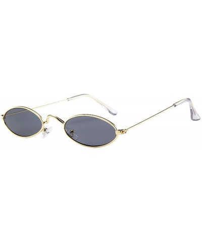 Goggle Unisex Fashion Retro Small Oval Sunglasses Metal Frame Shades Eyewear - Multicolor E - CY1974O2UYQ $10.68