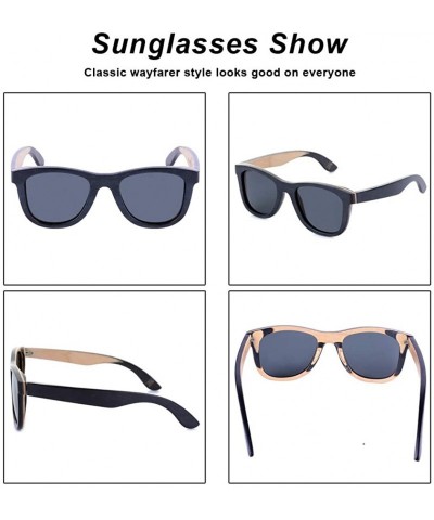 Sport Women Skateboard Wood Sunglasses Polarized Men Sun Shades with Bamboo Case - Black Frame Gray Lens - C118C4HD8OW $50.16