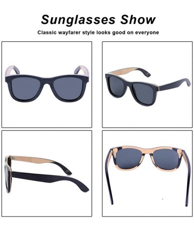 Sport Women Skateboard Wood Sunglasses Polarized Men Sun Shades with Bamboo Case - Black Frame Gray Lens - C118C4HD8OW $52.22