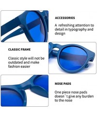 Round Multi-typle Fashion Sunglasses for Women Plastic Frame Mirrored Lens - Retro Vintage Cateye - P Blue - CW18HC29AHO $8.42