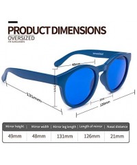 Round Multi-typle Fashion Sunglasses for Women Plastic Frame Mirrored Lens - Retro Vintage Cateye - P Blue - CW18HC29AHO $8.42