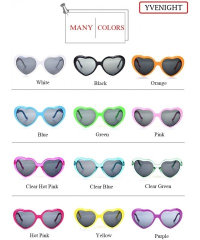 Oversized YVENIGHT 8 Pack of Neon Colors Heart Shaped Sunglasses in Bulk for Women Bachelorette Party Favors Accessories - CU...