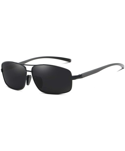 Sport Men Polarized Sunglasses Rectangle Aloly Frame Sun Glasses Driving Glasses 90091 - Black Grey - CV18WZWLI4Y $15.96