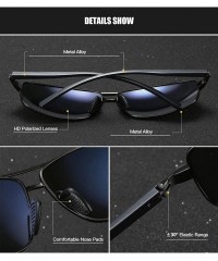 Sport Men Polarized Sunglasses Rectangle Aloly Frame Sun Glasses Driving Glasses 90091 - Black Grey - CV18WZWLI4Y $15.96