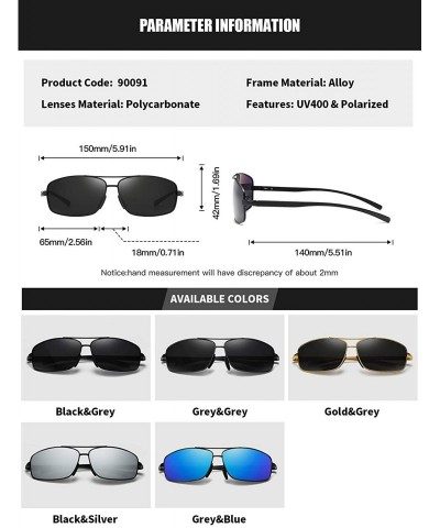 Sport Men Polarized Sunglasses Rectangle Aloly Frame Sun Glasses Driving Glasses 90091 - Black Grey - CV18WZWLI4Y $15.96