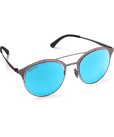 Shield Women's Sunglasses - Stylish Designer Round Frames - Lightweight - Comfy - Coal Mine - CJ18DZN5ESX $62.53