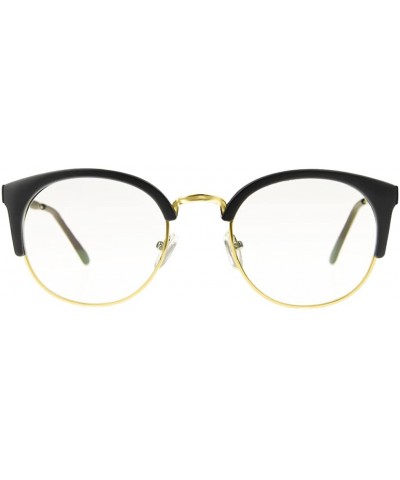 Rectangular Unisex Cateye Half Frame Semi-Rimless Clear Lens Glasses Nerd Geek Casual Eyewear - Black/Gold - C3183W7YT0W $13.62