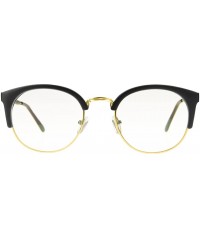 Rectangular Unisex Cateye Half Frame Semi-Rimless Clear Lens Glasses Nerd Geek Casual Eyewear - Black/Gold - C3183W7YT0W $20.99