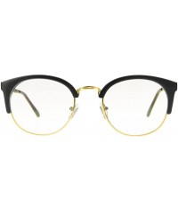 Rectangular Unisex Cateye Half Frame Semi-Rimless Clear Lens Glasses Nerd Geek Casual Eyewear - Black/Gold - C3183W7YT0W $13.62