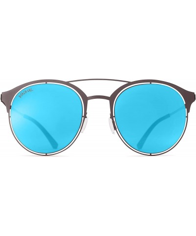 Shield Women's Sunglasses - Stylish Designer Round Frames - Lightweight - Comfy - Coal Mine - CJ18DZN5ESX $96.29