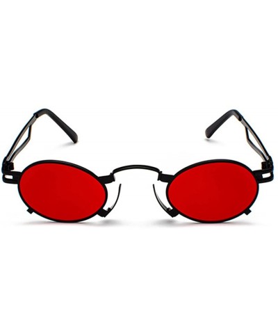 Rimless Men's & Women's Sunglasses Vintage Oval Metal Frame Sunglasses - Black Box Red Film - CW18EQDUKCL $11.79