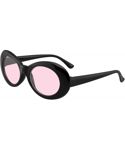 Goggle Retro Round 1990's Fashion Clout Goggle Oval Color Tone Black Sunglasses - Pink - CI1965QG4QT $9.71