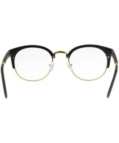 Rectangular Unisex Cateye Half Frame Semi-Rimless Clear Lens Glasses Nerd Geek Casual Eyewear - Black/Gold - C3183W7YT0W $20.99