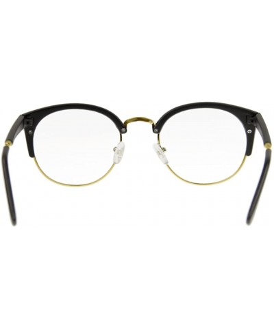 Rectangular Unisex Cateye Half Frame Semi-Rimless Clear Lens Glasses Nerd Geek Casual Eyewear - Black/Gold - C3183W7YT0W $13.62