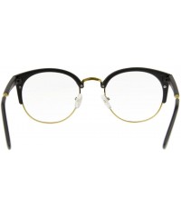 Rectangular Unisex Cateye Half Frame Semi-Rimless Clear Lens Glasses Nerd Geek Casual Eyewear - Black/Gold - C3183W7YT0W $21.28