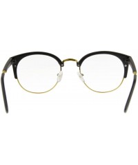 Rectangular Unisex Cateye Half Frame Semi-Rimless Clear Lens Glasses Nerd Geek Casual Eyewear - Black/Gold - C3183W7YT0W $20.99