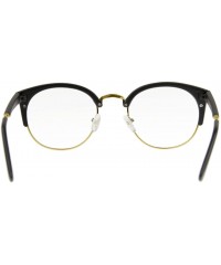 Rectangular Unisex Cateye Half Frame Semi-Rimless Clear Lens Glasses Nerd Geek Casual Eyewear - Black/Gold - C3183W7YT0W $13.62