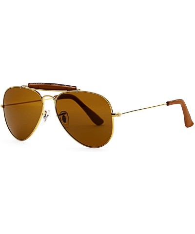 Goggle Vintage Outdoorsman Craft Sunglasses Men Women 58mm Pilot Gradient Lens Mirror Sun Glasses Polarized UV400 - CP197Y6UE...