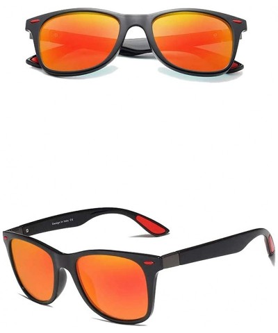 Wayfarer Genuine Tough Men's Polarized Sunglasses Square Fashion - Black/Red - CS18YK8HDCE $22.25