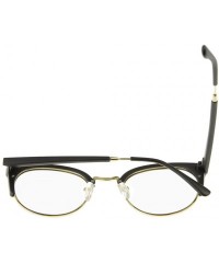 Rectangular Unisex Cateye Half Frame Semi-Rimless Clear Lens Glasses Nerd Geek Casual Eyewear - Black/Gold - C3183W7YT0W $20.99