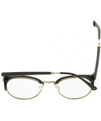 Rectangular Unisex Cateye Half Frame Semi-Rimless Clear Lens Glasses Nerd Geek Casual Eyewear - Black/Gold - C3183W7YT0W $13.62