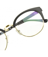 Rectangular Unisex Cateye Half Frame Semi-Rimless Clear Lens Glasses Nerd Geek Casual Eyewear - Black/Gold - C3183W7YT0W $20.99