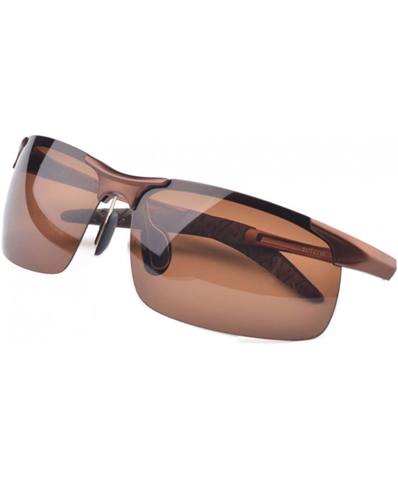 Rimless Mans Sunglasses High-grade Aluminum-magnesium Polarized Sunglasses In Light Weight - Brown/Brown - C011Z94DIAH $19.73