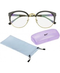 Rectangular Unisex Cateye Half Frame Semi-Rimless Clear Lens Glasses Nerd Geek Casual Eyewear - Black/Gold - C3183W7YT0W $20.99
