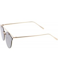 Rimless Modern Crossbar Horn Rimmed Round Flat Lens Rimless Sunglasses 52mm - Gold / Silver Mirror - CA1824SXG7S $10.86