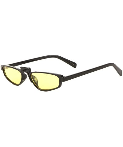 Oval Raised Middle Bar Wide Geometric Oval Sunglasses - Yellow - CS1993K4S6Y $27.02