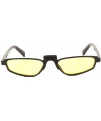 Oval Raised Middle Bar Wide Geometric Oval Sunglasses - Yellow - CS1993K4S6Y $15.09