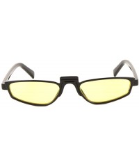 Oval Raised Middle Bar Wide Geometric Oval Sunglasses - Yellow - CS1993K4S6Y $15.09