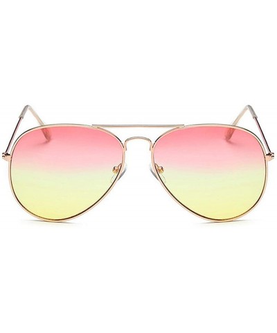 Aviator Lightweight Grandient Classic Aviator Style Metal Frame Sunglasses WITH CASE Colored Lens 58mm - Red & Yellow - CR18U...