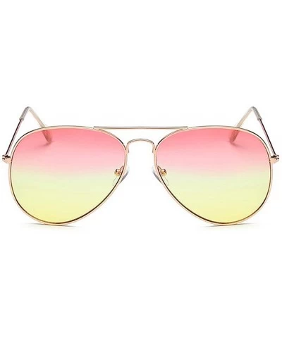 Aviator Lightweight Grandient Classic Aviator Style Metal Frame Sunglasses WITH CASE Colored Lens 58mm - Red & Yellow - CR18U...