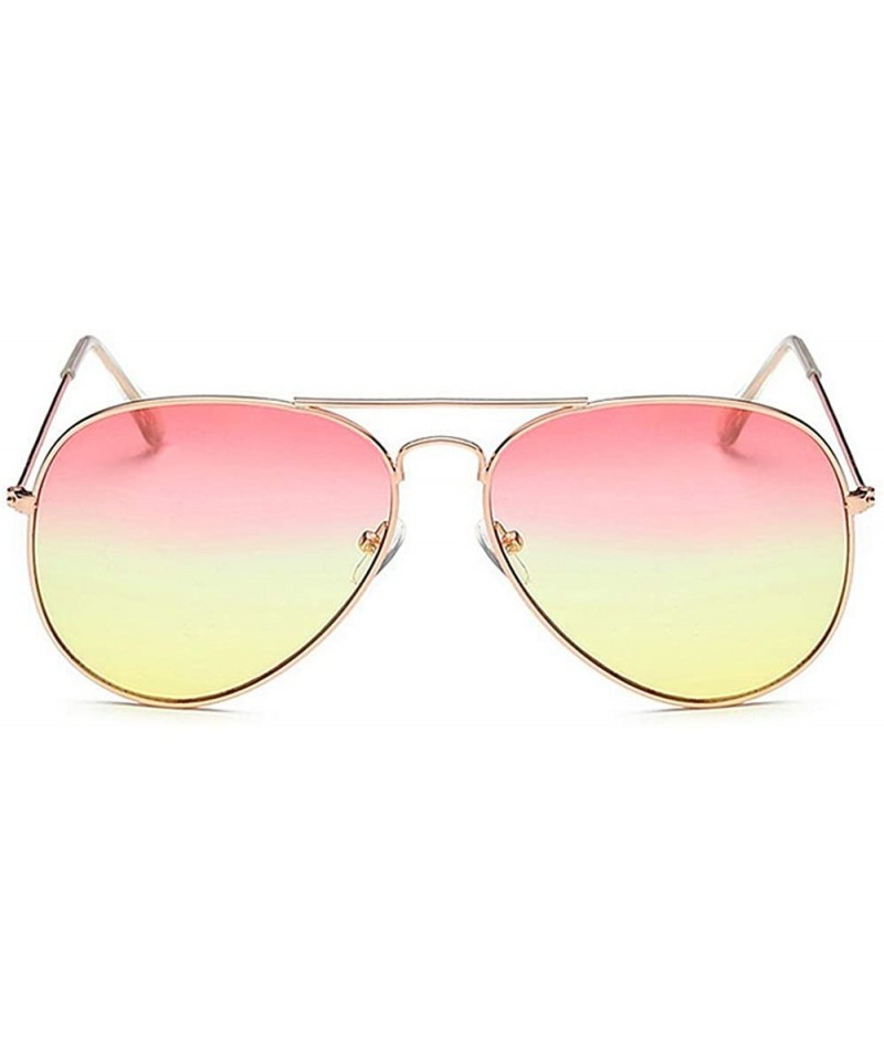 Aviator Lightweight Grandient Classic Aviator Style Metal Frame Sunglasses WITH CASE Colored Lens 58mm - Red & Yellow - CR18U...