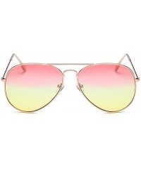 Aviator Lightweight Grandient Classic Aviator Style Metal Frame Sunglasses WITH CASE Colored Lens 58mm - Red & Yellow - CR18U...