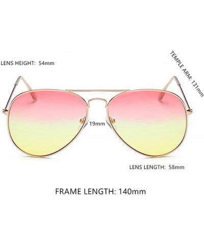Aviator Lightweight Grandient Classic Aviator Style Metal Frame Sunglasses WITH CASE Colored Lens 58mm - Red & Yellow - CR18U...