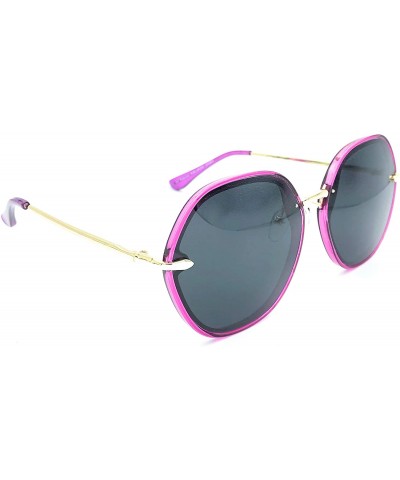 Round Women Polarized Round Sunglasses Fashion Oversized 100% UV - Purple - CG18RLWH62G $17.96