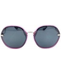 Round Women Polarized Round Sunglasses Fashion Oversized 100% UV - Purple - CG18RLWH62G $8.63