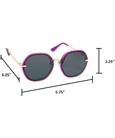 Round Women Polarized Round Sunglasses Fashion Oversized 100% UV - Purple - CG18RLWH62G $8.63