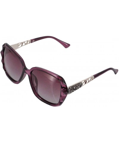Square Fashion Transparent Frame Oversized Sunglasses Polarized UV Protection - Purple Frame Purple Lens - CK18S2UQQGH $18.89