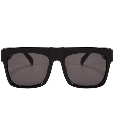 Oversized Oversized Retro Sunglasses Women Flat Top Square Frame Designer Shades - Bright and Black Frame/Gray Lens - CB18WGA...