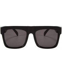 Oversized Oversized Retro Sunglasses Women Flat Top Square Frame Designer Shades - Bright and Black Frame/Gray Lens - CB18WGA...
