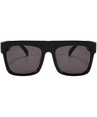 Oversized Oversized Retro Sunglasses Women Flat Top Square Frame Designer Shades - Bright and Black Frame/Gray Lens - CB18WGA...