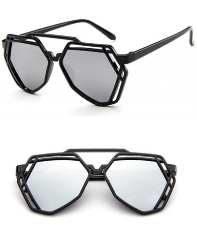 Aviator Fashion Polygon Women Sunglasses UV400 Oculos De Sol Brand C8 Black Green - C3 Black White - C118YZWCWDQ $17.97